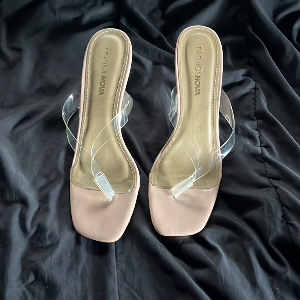 Clear Nude light Pink Leather Heels USA Size 9